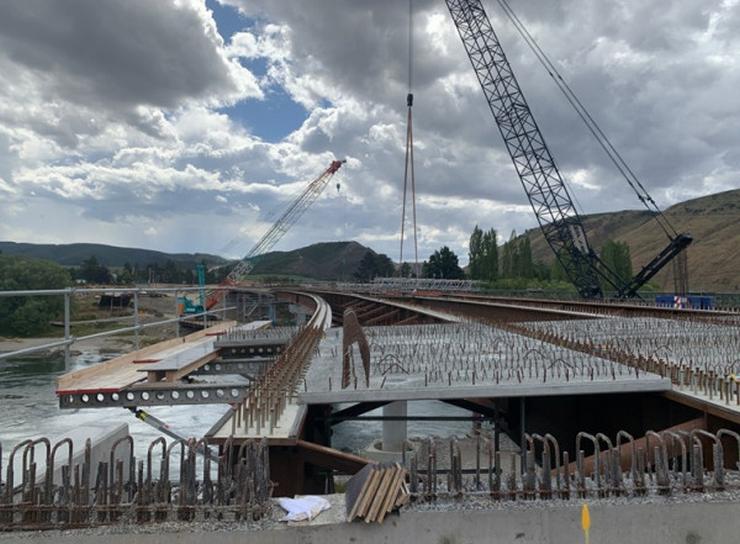 The new bridge with all 36 beams fitted.