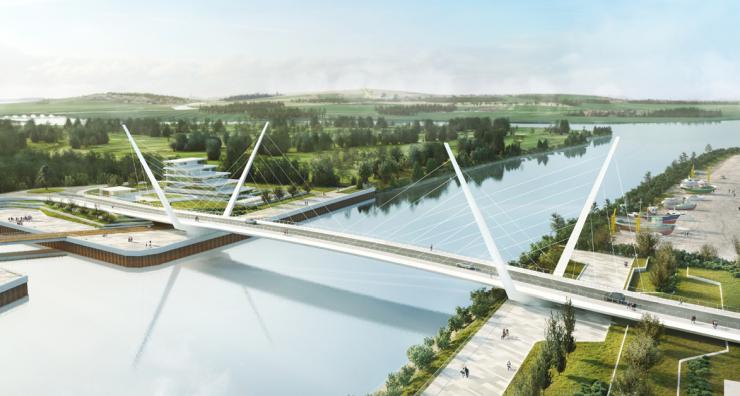 Swing bridge over the River Clyde
