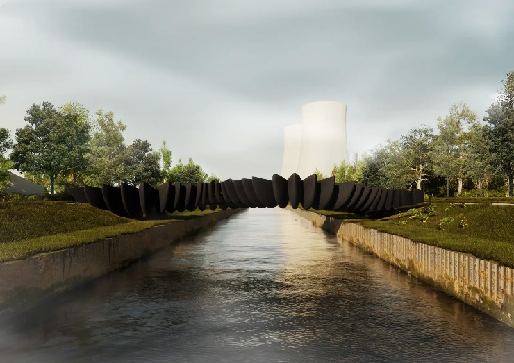The design features planting and echoes a series of boats