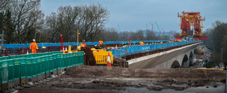 The Colne Valley Viaduct is being built by a 700t 'bridge-building machine'