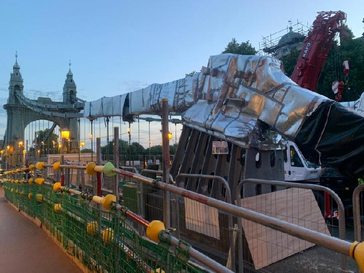 Hammersmith Bridge is being kept cool to prevent damage during the heatwave