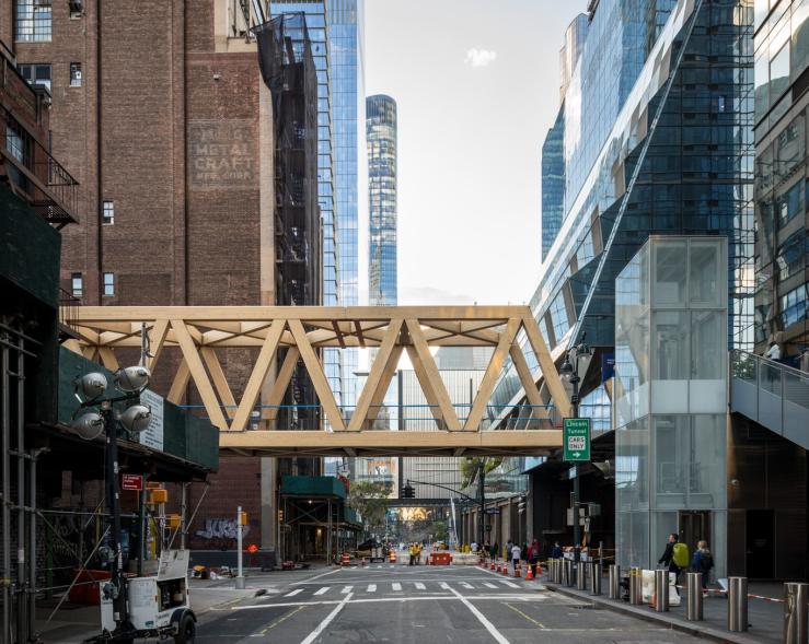 The new bridge takes pedestrians across Dyer Avenue