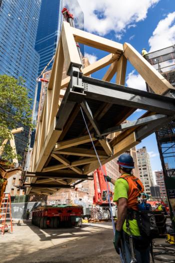 The bridge was craned into place