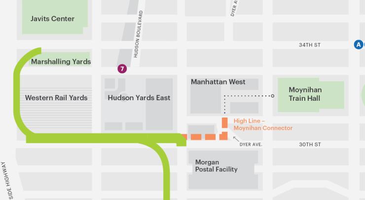 Map pf the High Line - Moynihan Connector