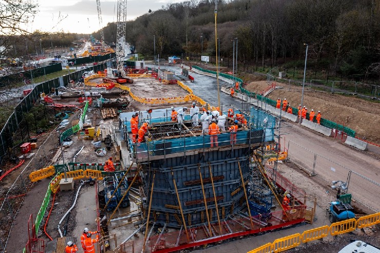 HS2 pier construction for Colne Viaduct