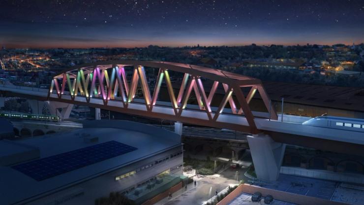 A truss bridge will be built with lighting designed by artist Liz West