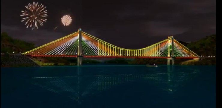 Krishna River - cable-stayed/suspension bridge hybrid