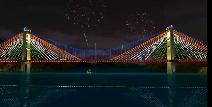 Krishna River - cable-stayed/suspension bridge hybrid