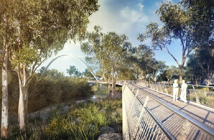 diagonal arch bridge in Parramatta