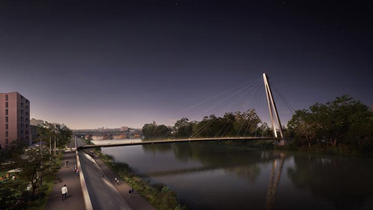 Rapas pedestrian bridge, Toulouse - by night