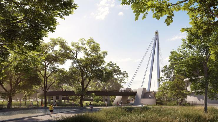 Rapas pedestrian bridge, Toulouse - by day