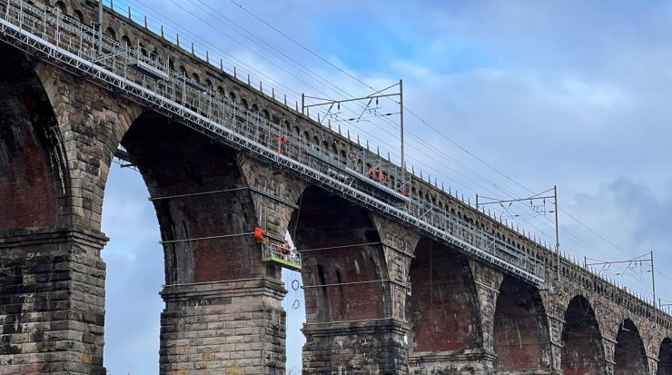 rope access systems are in use at the Royal Border Bridge