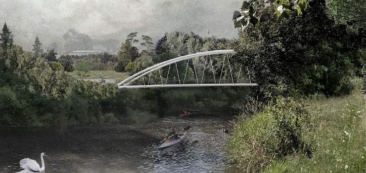 artist's impression of proposed footbridge over the River Severn in Powys