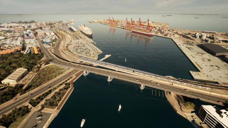 Concept for the Swan River Crossings project in Fremantle