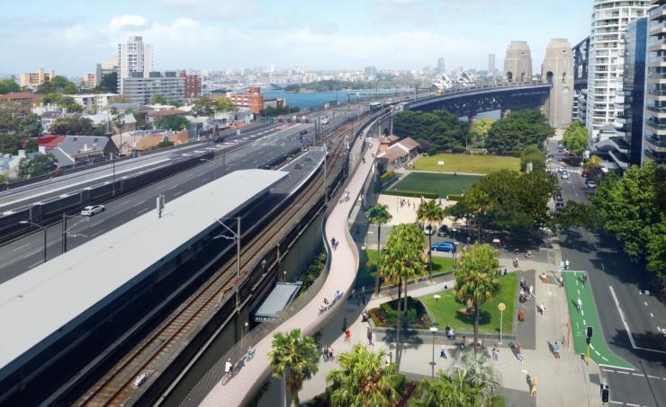 Aspect Studio's winning design for the cycleway link to Sydney Harbour Bridge