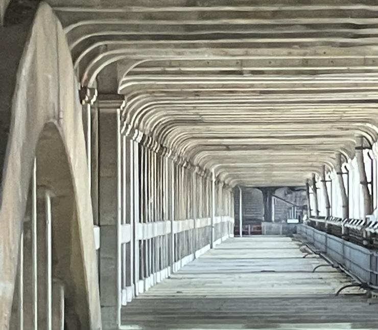 The lower deck of the Veterans Memorial Bridge in Cleveland, Ohio