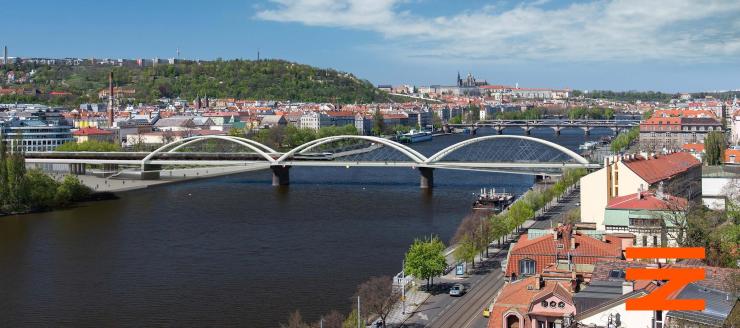 Proposed rail bridge over the Vltava River. Design by 2T Engineering for Správa železnic