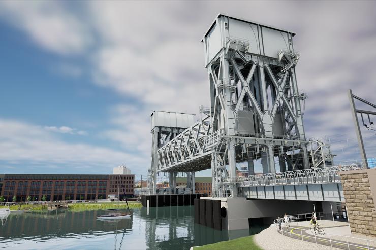 Rendering of the new Walk Bridge - raised position