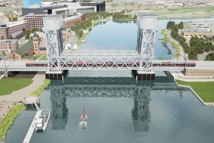 Rendering of the new Walk Bridge - aerial view
